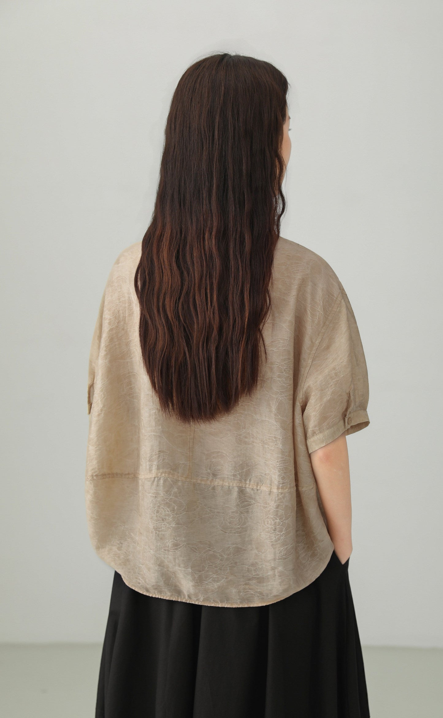 Art Style Tencel Blend Jacquard Blouse B4894