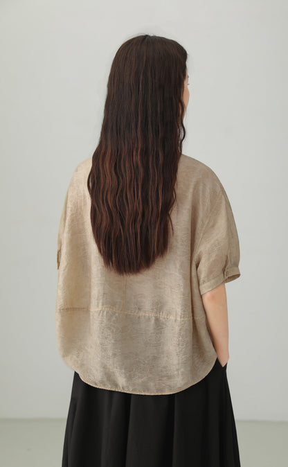 Art Style Tencel Blend Jacquard Blouse B4894