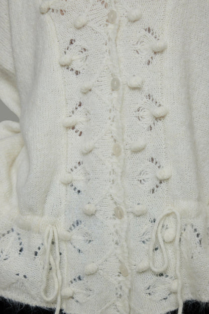 V-neck wool drawstring cardigan B4486