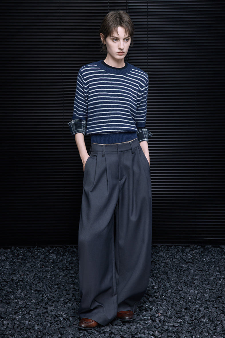 グレーワイドレッグシミターパンツ　B4360