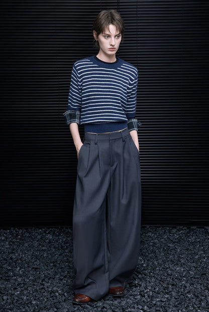 グレーワイドレッグシミターパンツ　B4360