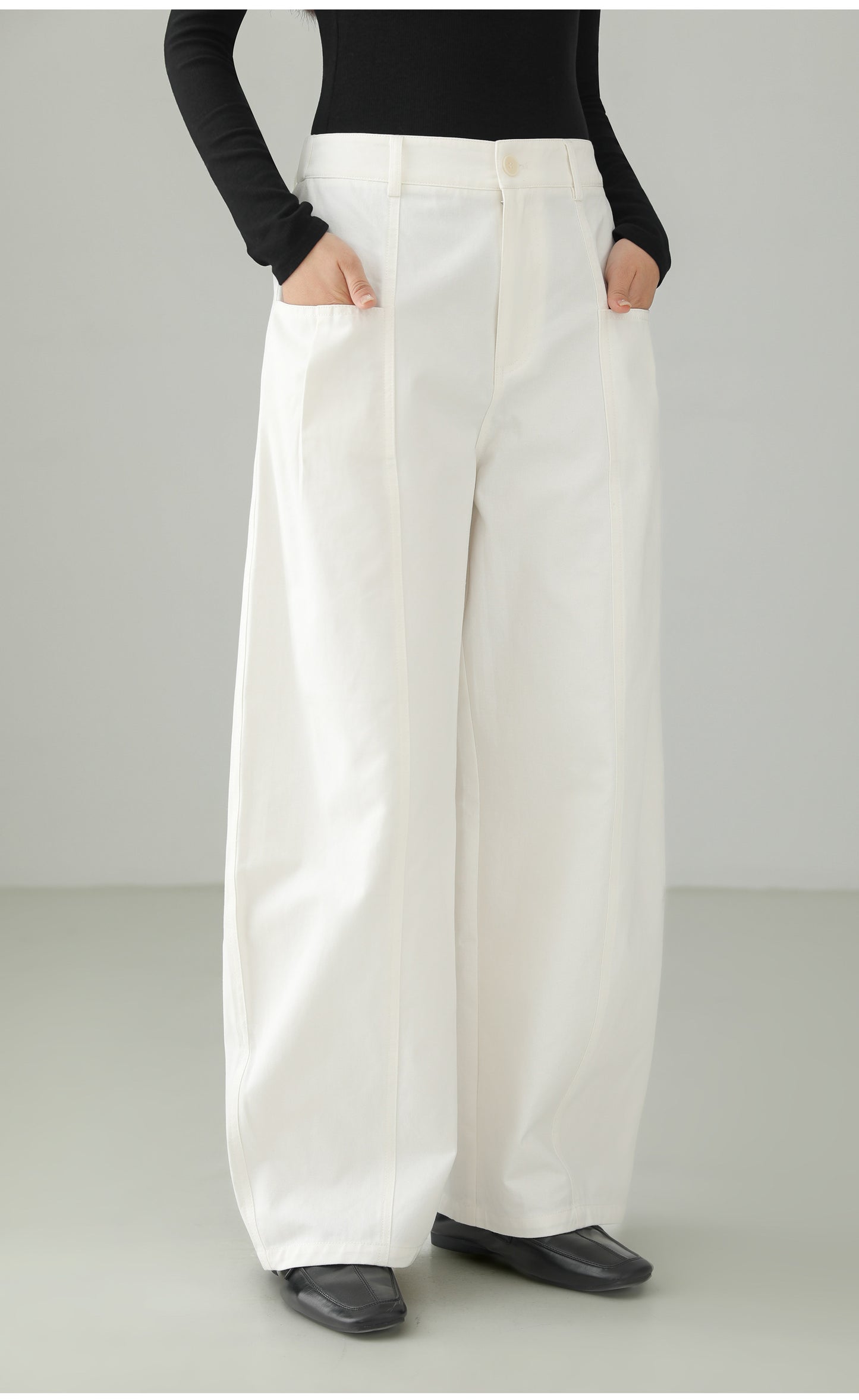 High-end Cotton Minimal Straight Pants B4726