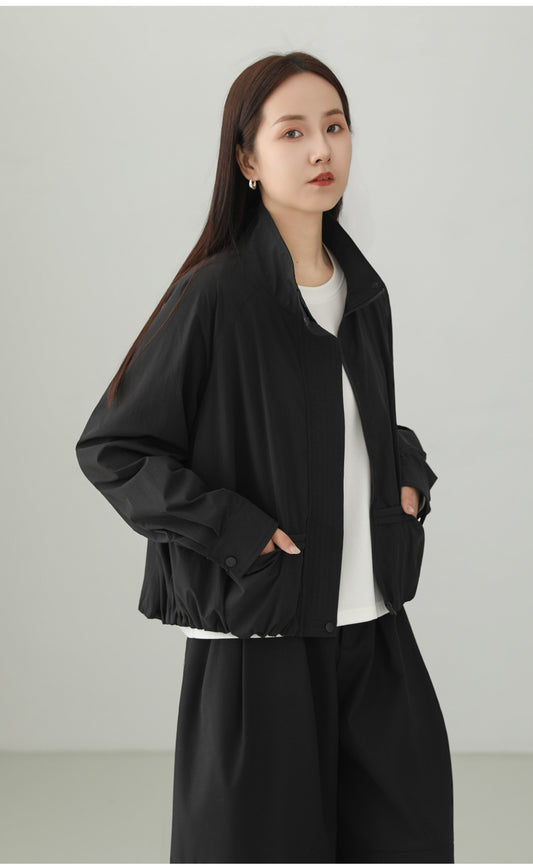 リンクルミニマリストスタンドカラージャケット　B4703