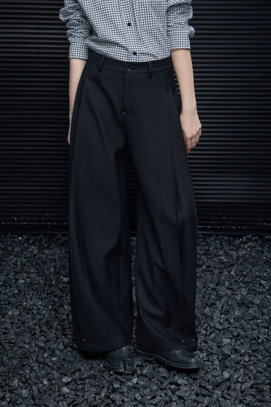 Black loose wide suit pants B4542