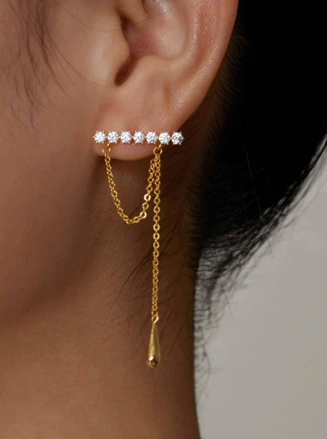 Long tassel zircon earrings B2698