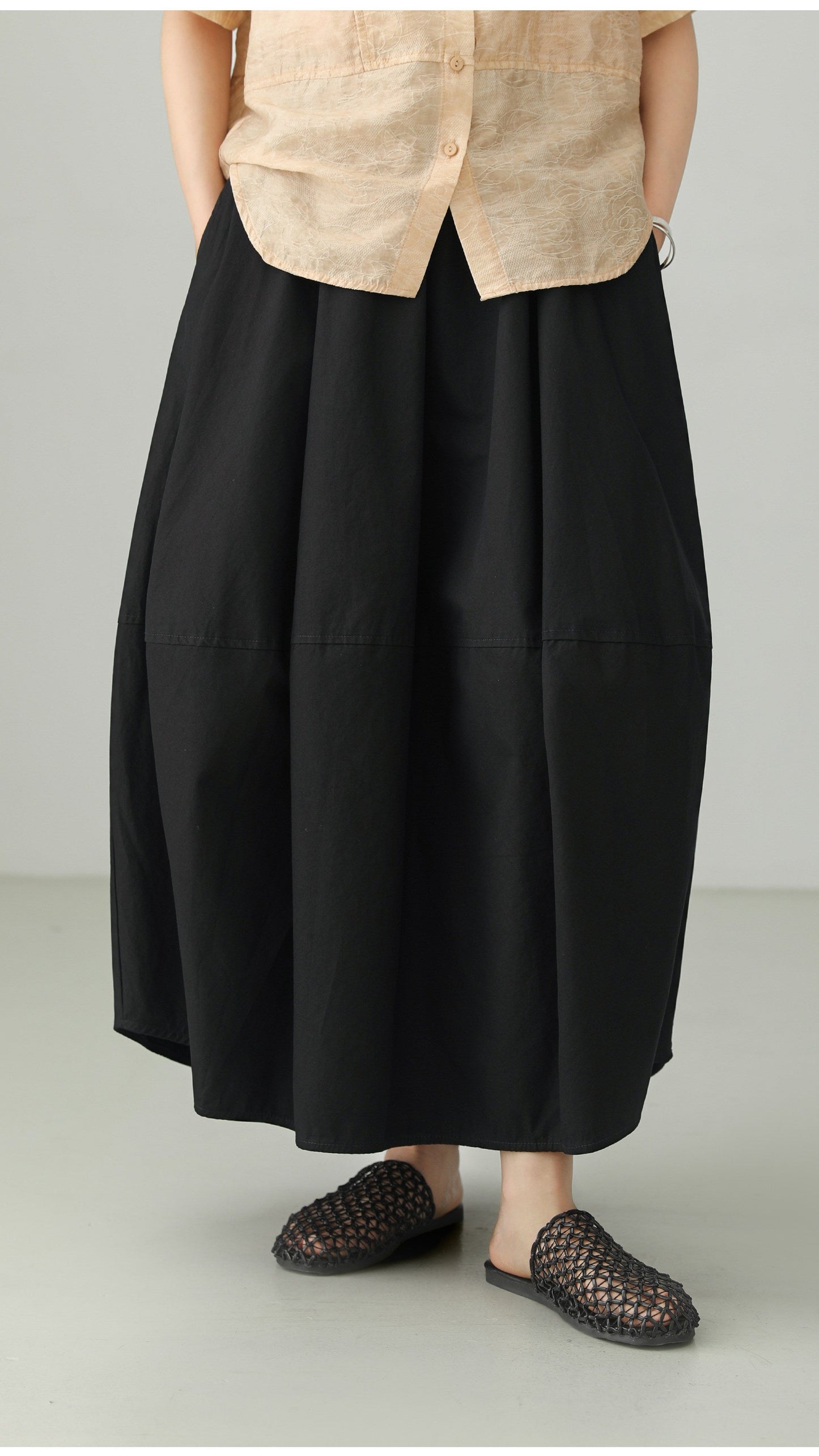 Washed Cotton Art Balloon Skirt B4786