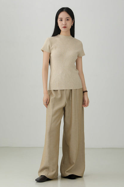 ミニマリストテンセルウール混半袖セーター　B4267