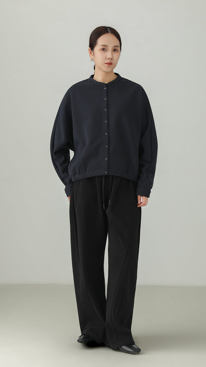 Minimalist Collarless Dolman Sleeve Blouson B5004