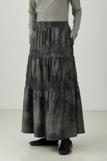 PU leather gathered skirt B4276