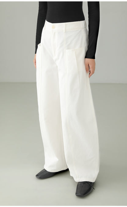 High-end Cotton Minimal Straight Pants B4726