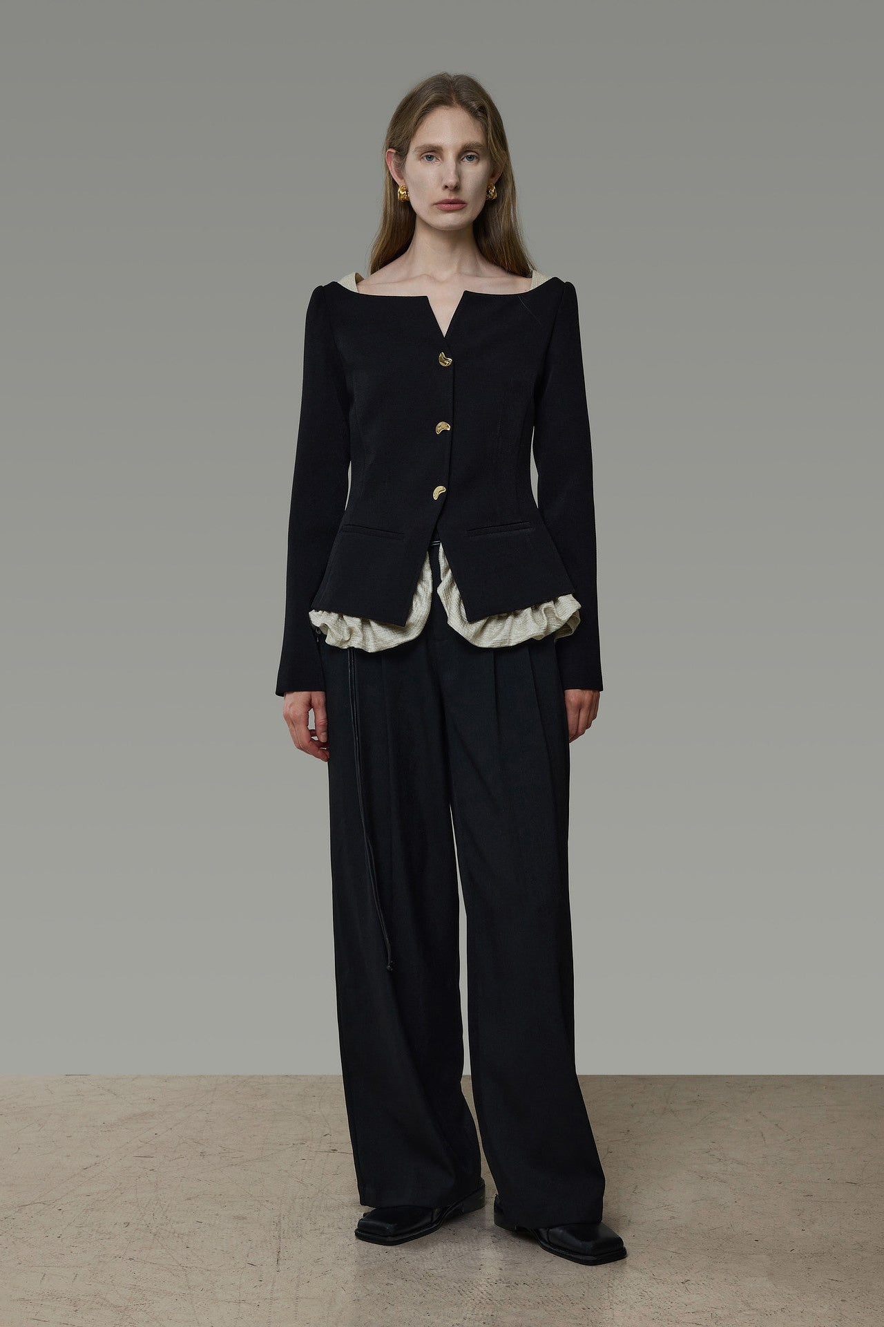 Bicolor Faux Layered Short Jacket B4941