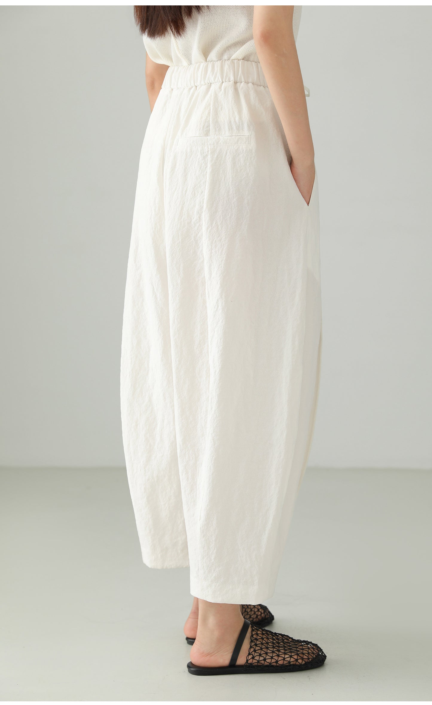 Tencel-blend Cropped Wide Pants B4756