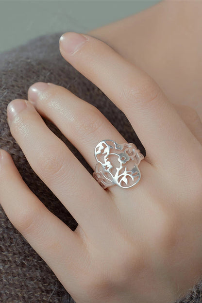 S925ベゴニアウィンドウビューオープンリング　B4561