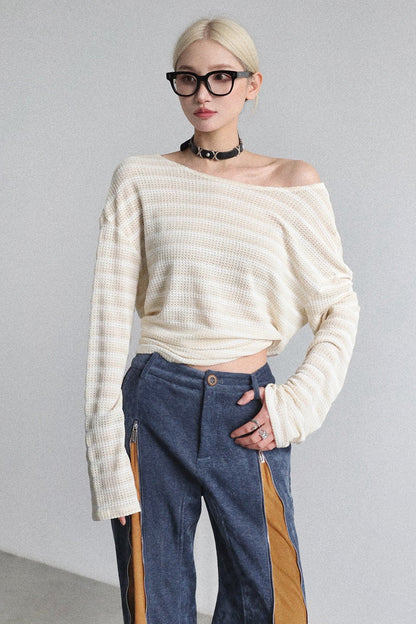 Striped Front & Back Two-Way Knit Top B4645