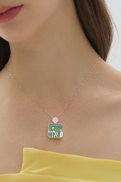 S925 微型場景家貓吊墜項鍊 B4201