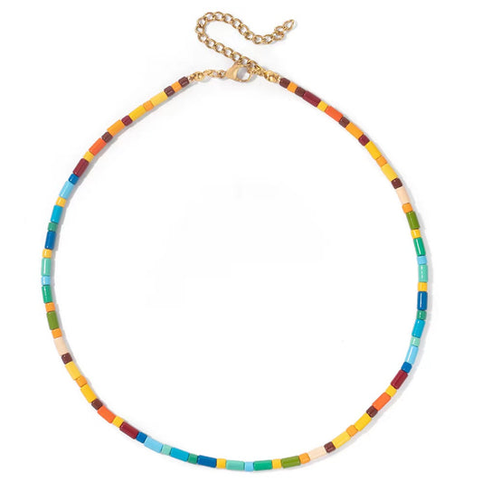 Candy Rainbow Porcelain Beads Necklace B1958