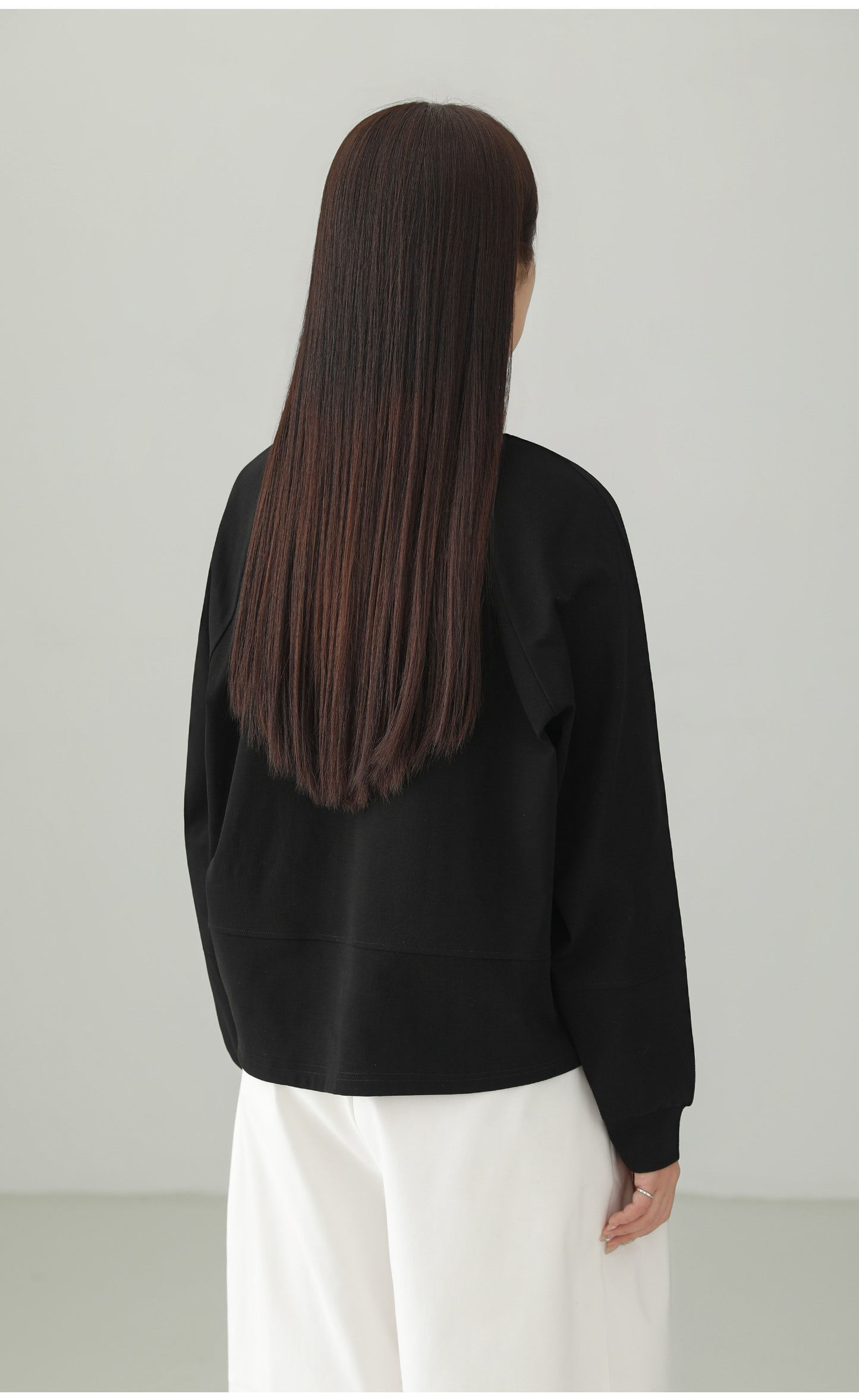 Cotton Stretch Minimal Loose Long Sleeve T-shirt B4727