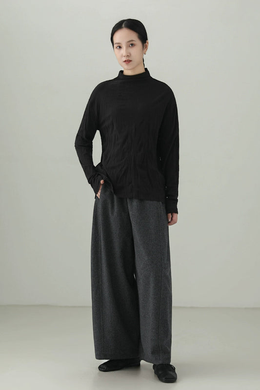 Tencel wool wrinkled T-shirt B4525