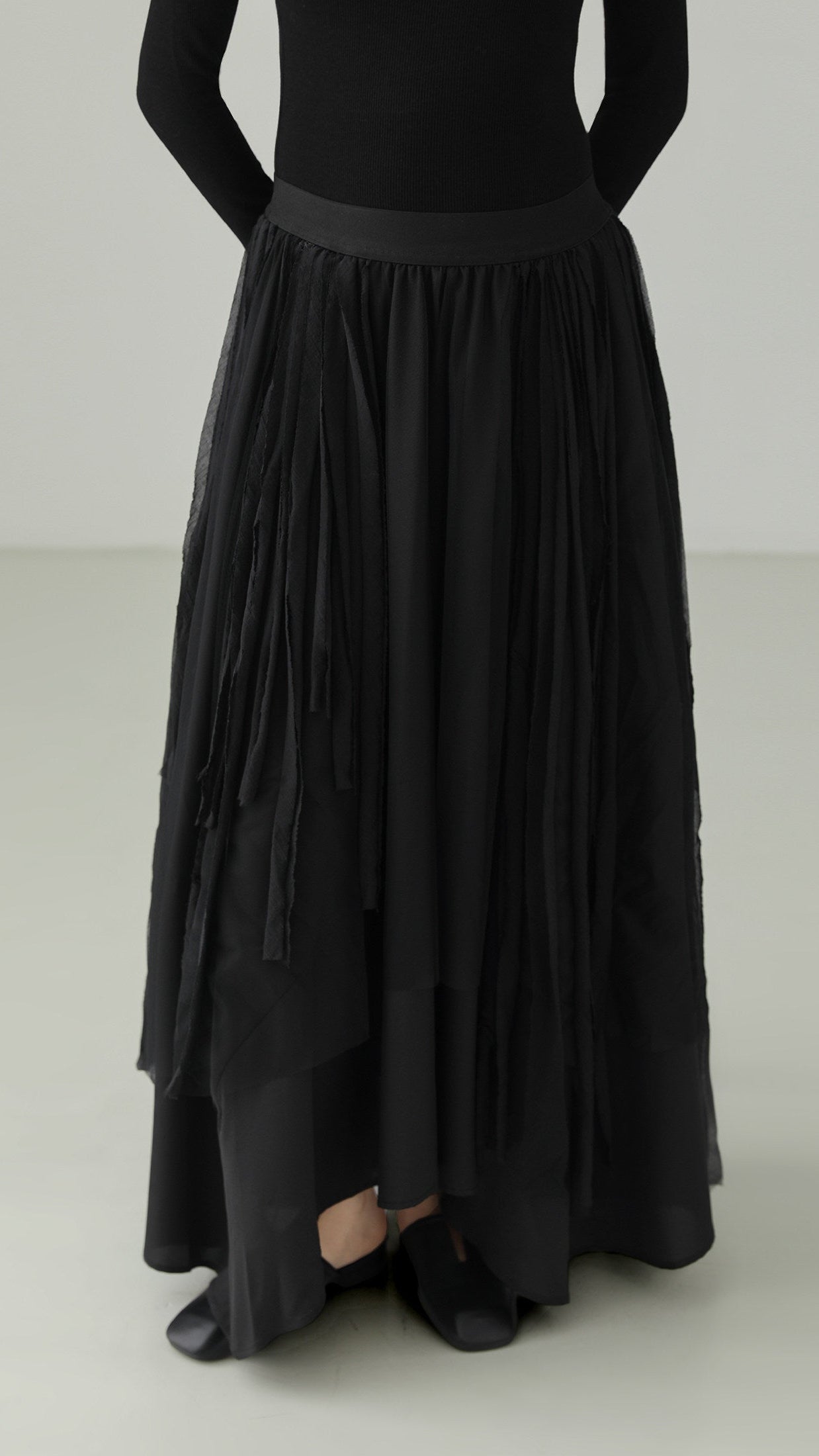 Black Hepburn Irregular Tulle Skirt B4731