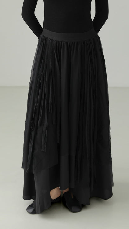 Black Hepburn Irregular Tulle Skirt B4731