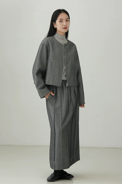 Tencel Linen Minimalist Collarless Jacket B4271