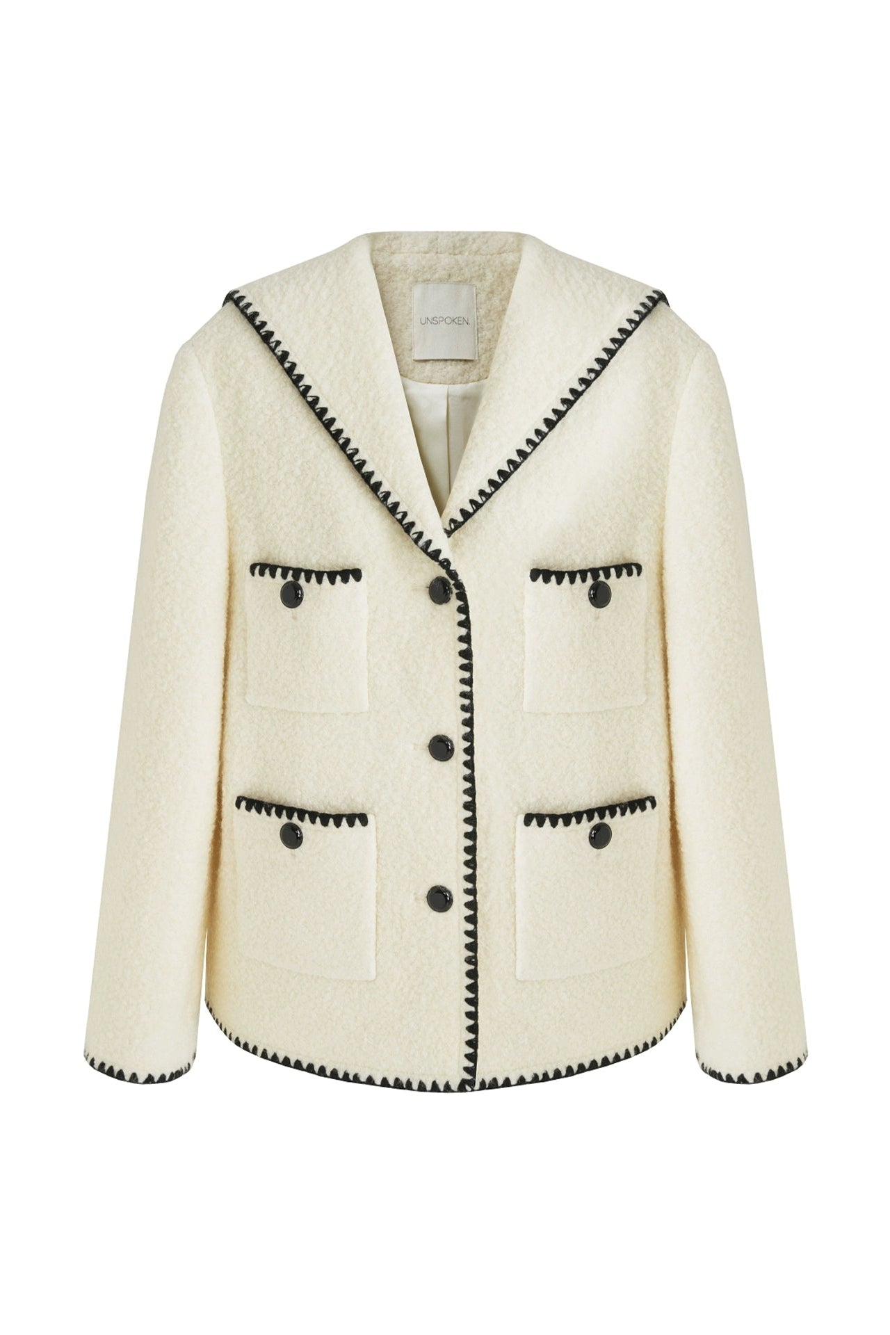 香奈兒風格撞色羊毛混紡大衣 B4490