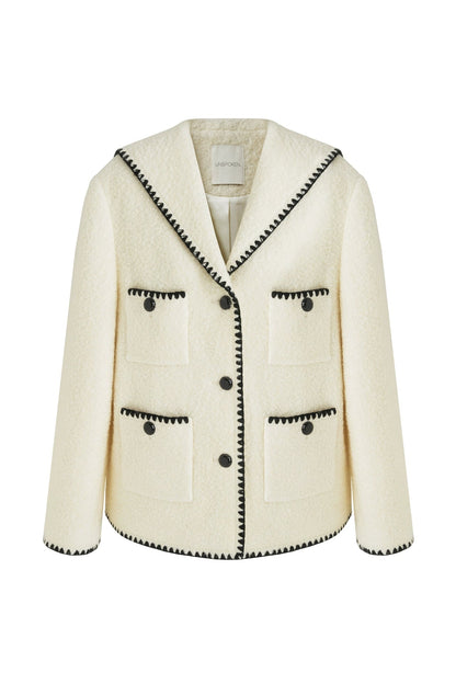 香奈兒風格撞色羊毛混紡大衣 B4490