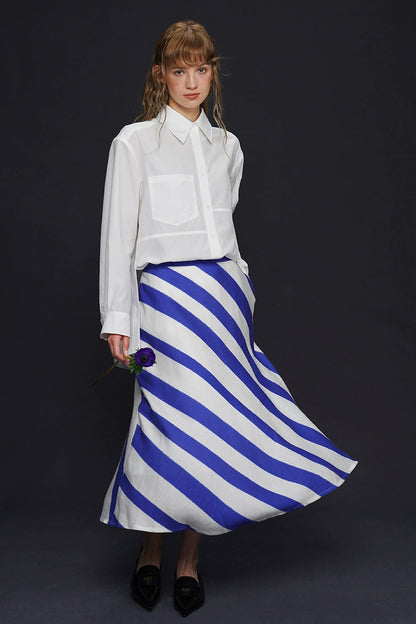 藍白條紋長裙 B4158