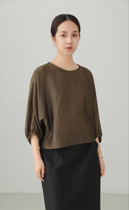 Acetate Crepe Dolman Sleeve Blouse B4893
