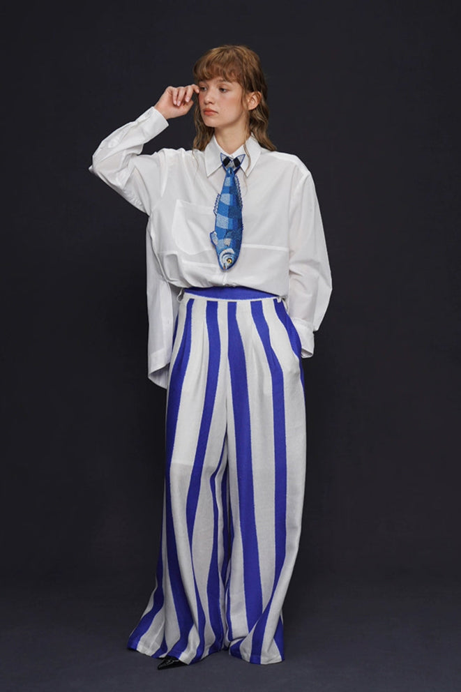 カプリブルーフィッシュヴィンテージ刺繡ネクタイ　B4161