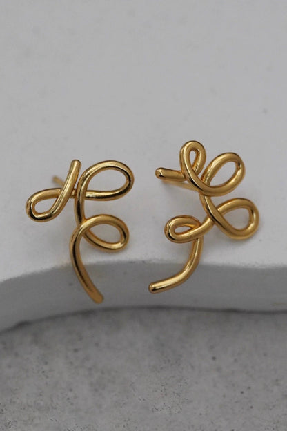S925 Asymmetrical Chic Silk Twist Stud Earrings B4129