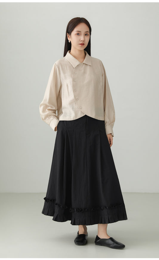 ブロケードコットンプリーツレーススカート　B4730