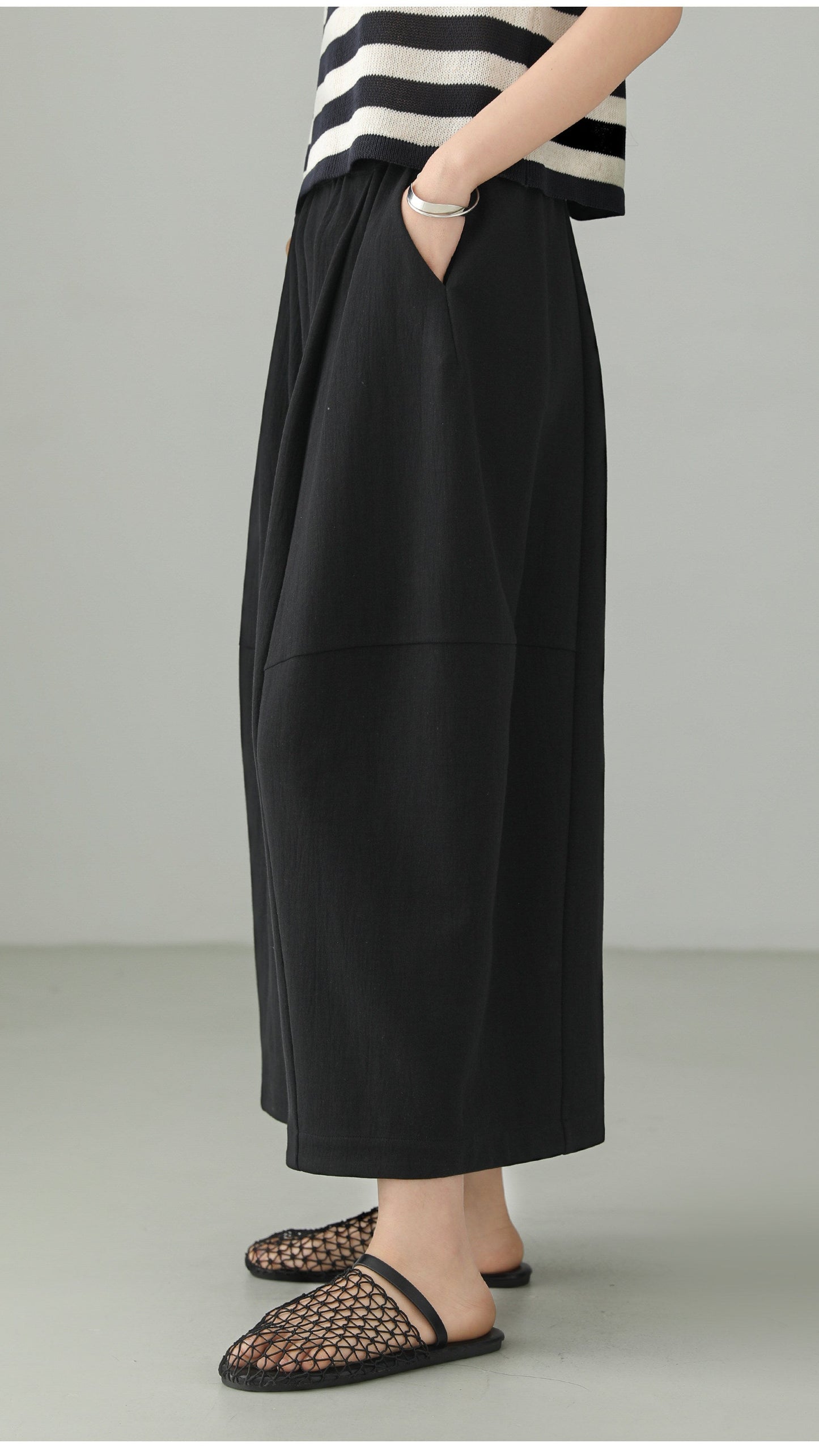 Tencel Cotton Cropped Wide Pants B4763