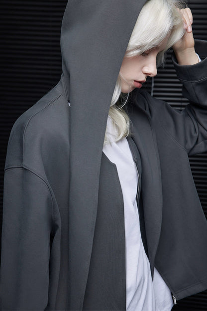 Gray hooded sweatshirt jacket B4350