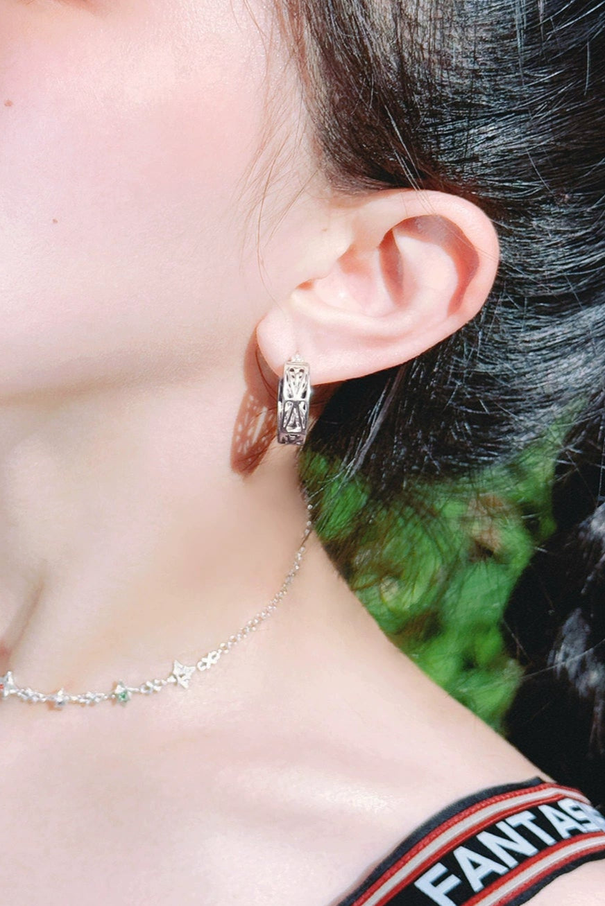 S925ニュートラルスタイルクールピアス（シングル）　B4102