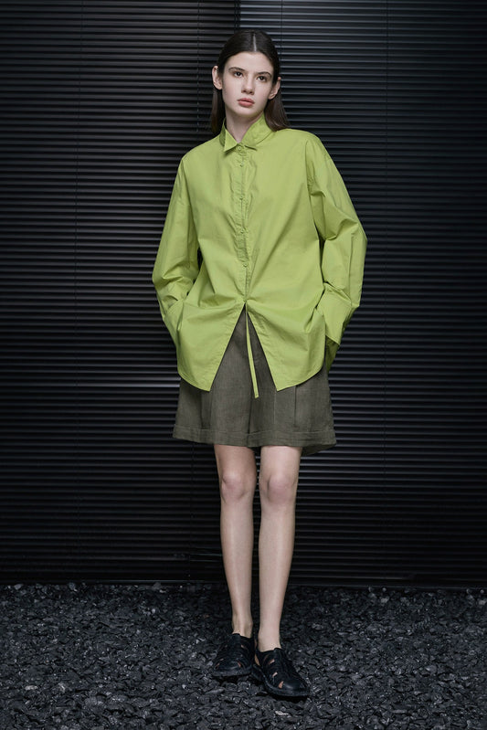 コットンスモールスタンドカラーシャツ　B4673