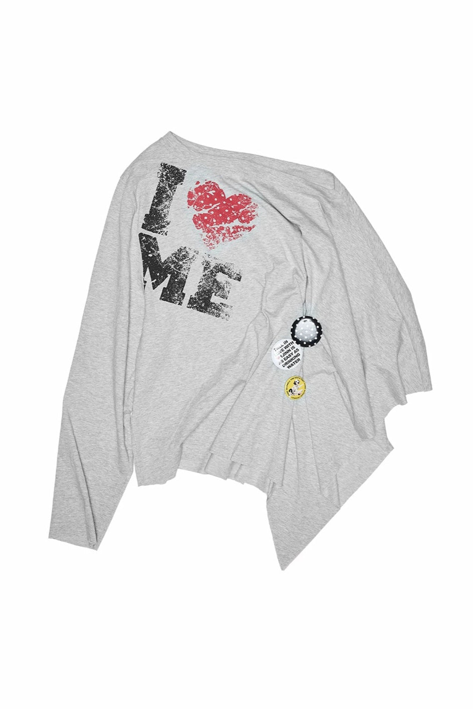 Badge printed asymmetrical off-shoulder top B4325