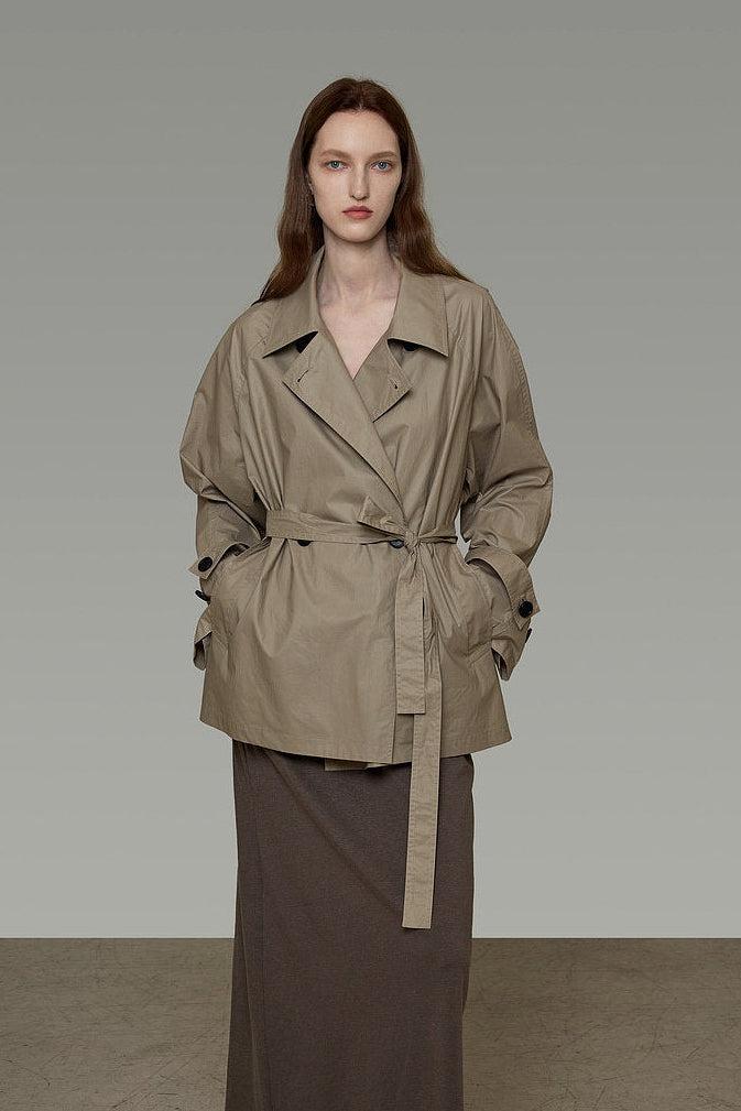 Double Front Mid-Length Trench Coat B4902