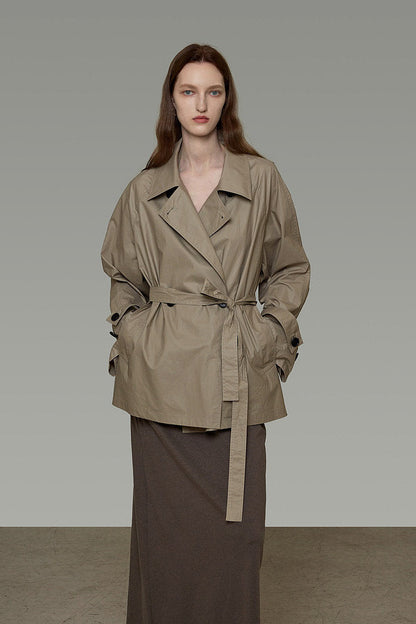 Double Front Mid-Length Trench Coat B4902
