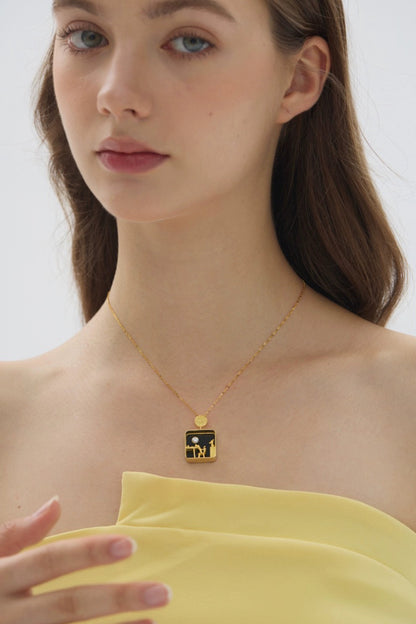 S925 微型場景家貓吊墜項鍊 B4201