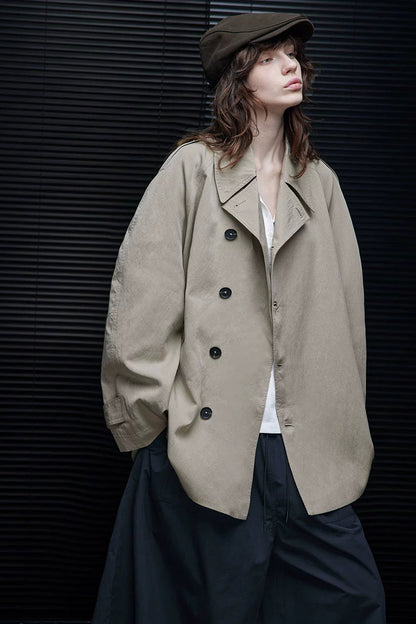 ライトカーキトレンチハーフコート　B4239