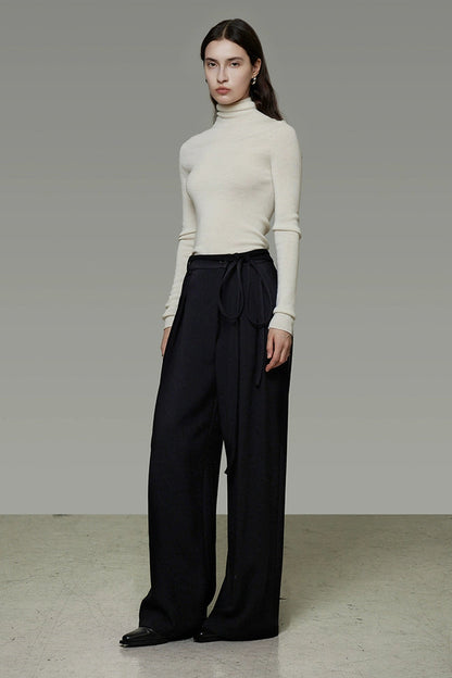 Asymmetrical Placket Slimming Wide Pants B4436