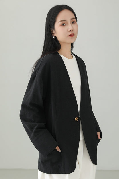 Minimalist Jacquard V-Neck Jacket B4659