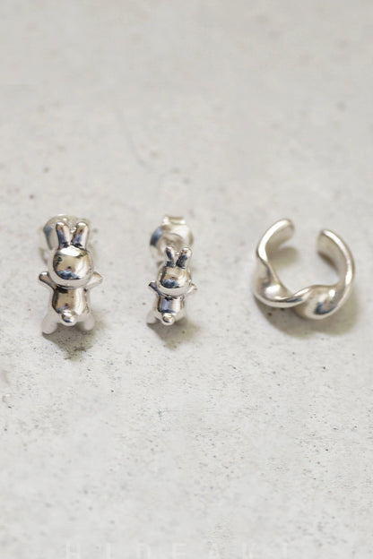 S925 不對稱兔子耳耳環和耳夾 B4497