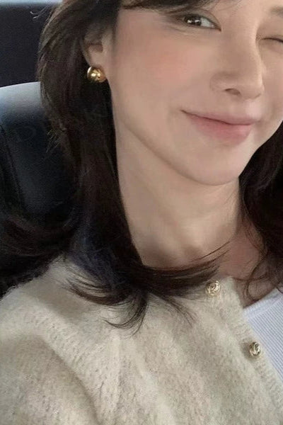 S925簡約圓球復古耳環B4038