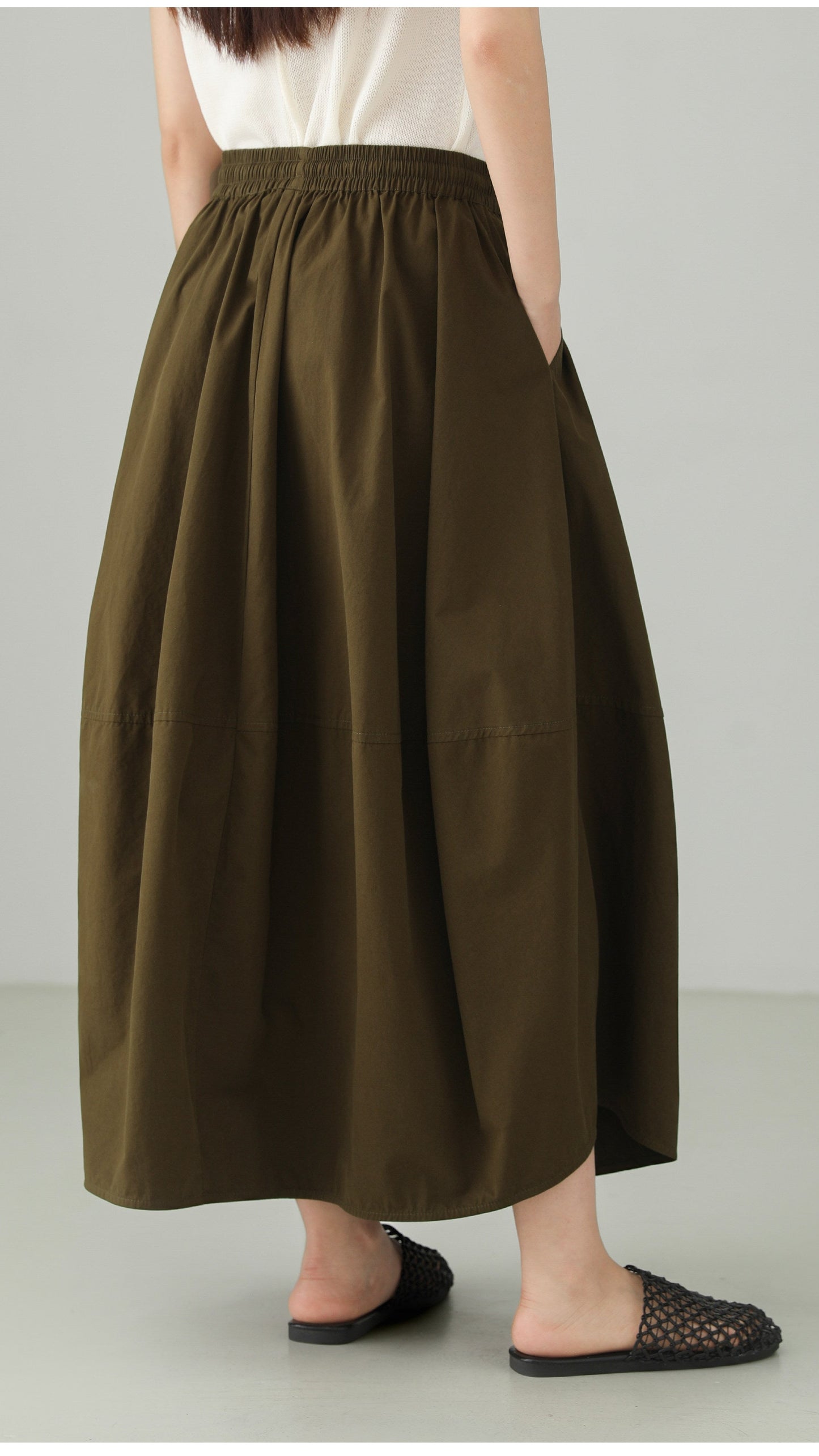 Washed Cotton Art Balloon Skirt B4786