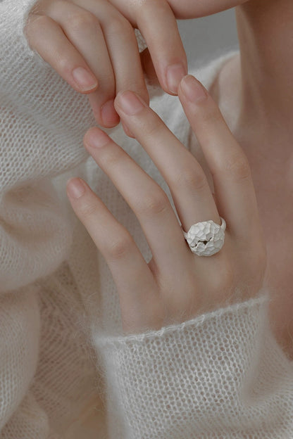 S925ハンマードスターロックオープンリング　B4512