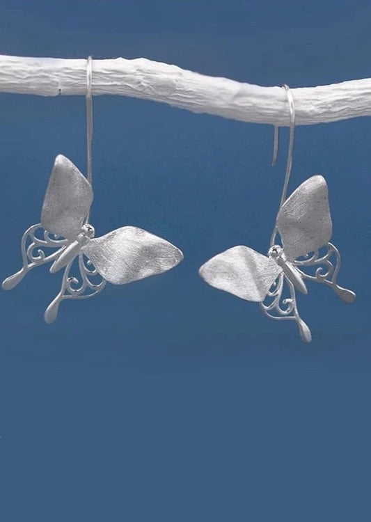 S925 Hollow Butterfly Retro Earrings B3164