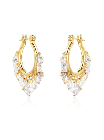 Crystal gem hoop earrings B2694