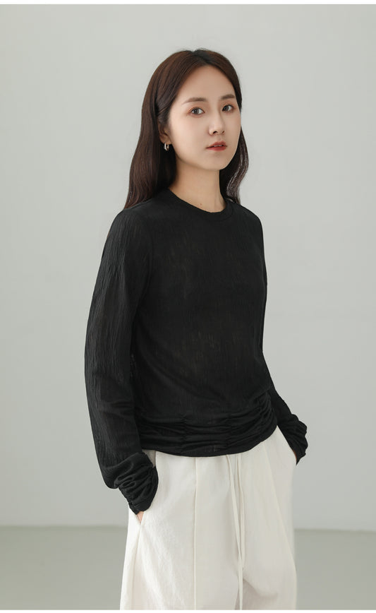 テクスチャープリーツデザインTシャツ　B4758